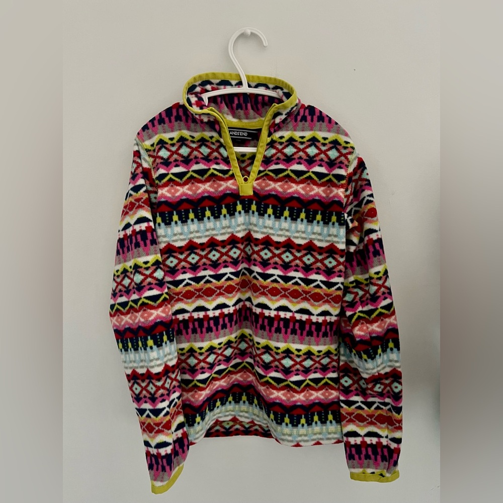 Lands’ End Girls Fleece Quarter-Zip – Size Large (6X–7)